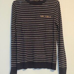 Banana Republic Silk Cashmere Striped Sweater Navy White Hello Weekend Small